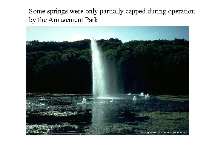 Some springs were only partially capped during operation by the Amusement Park 
