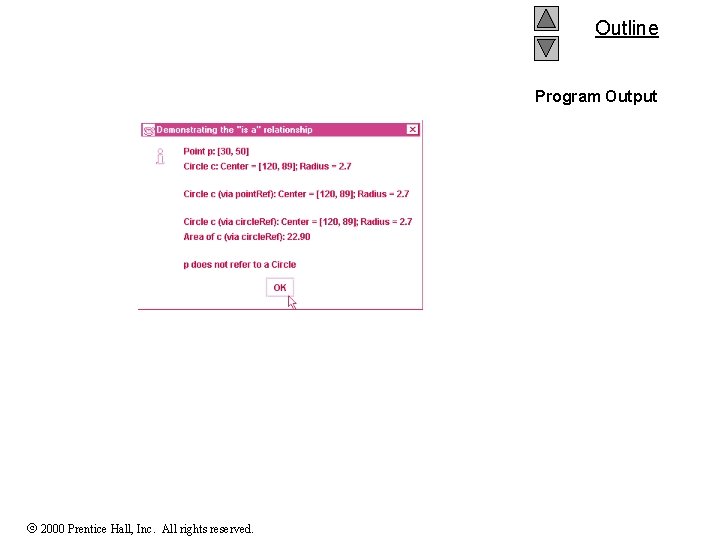 Outline Program Output 2000 Prentice Hall, Inc. All rights reserved. 