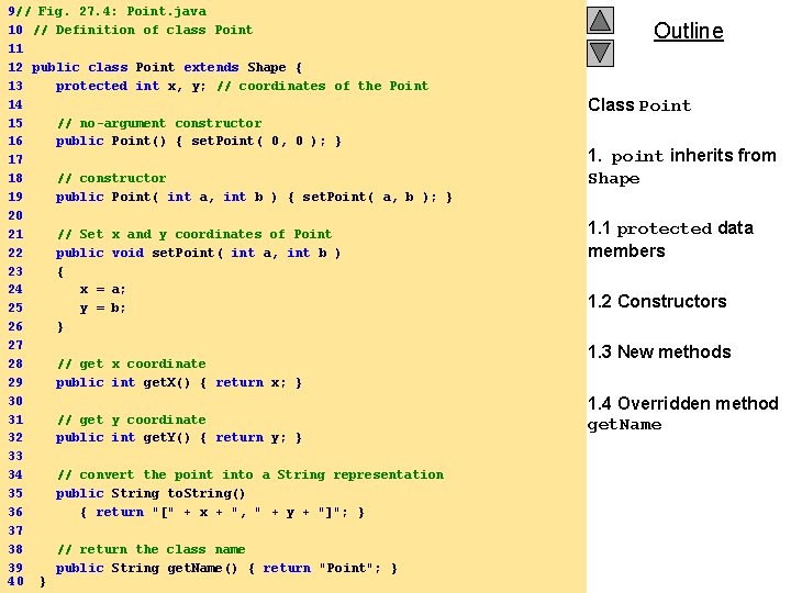 9// Fig. 27. 4: Point. java 10 // Definition of class Point 11 12