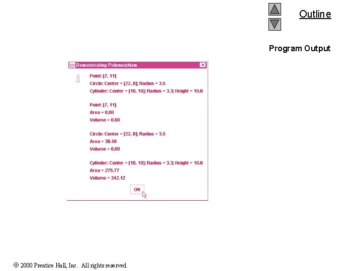 Outline Program Output 2000 Prentice Hall, Inc. All rights reserved. 