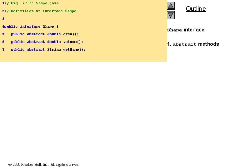 1// Fig. 27. 5: Shape. java 2// Definition of interface Shape Outline 3 4 1// Fig. 27. 5: Shape. java 2// Definition of interface Shape Outline 3 4