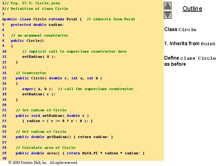1// Fig. 27. 5: Circle. java 2// Definition of class Circle 3 4 public 1// Fig. 27. 5: Circle. java 2// Definition of class Circle 3 4 public