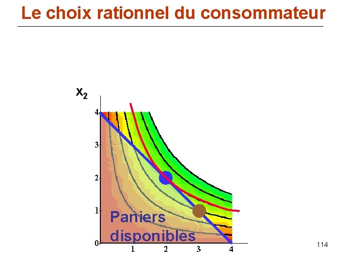 Le choix rationnel du consommateur x 2 Paniers disponibles x 1 114 