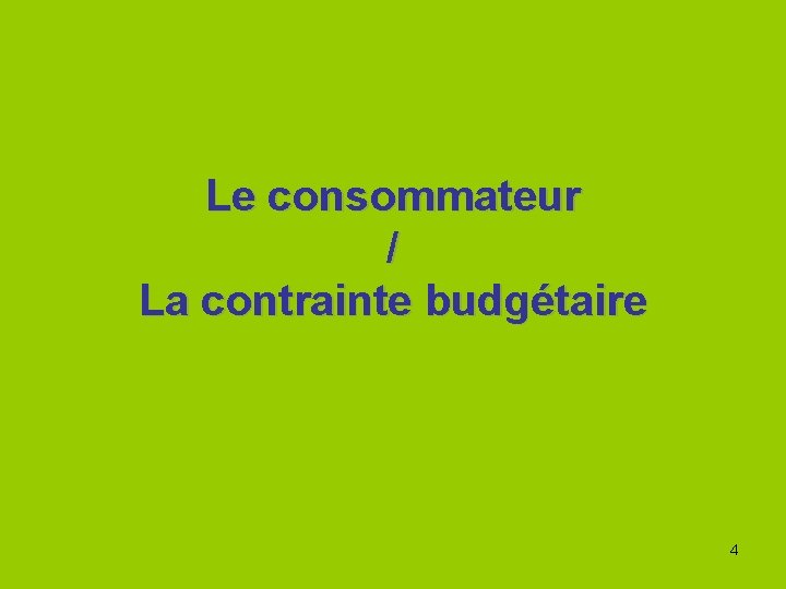 Le consommateur / La contrainte budgétaire 4 