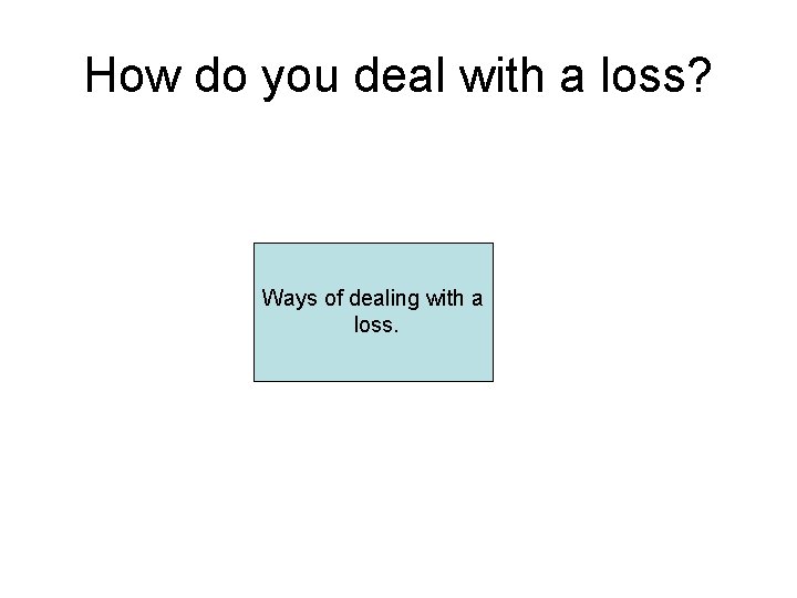 How do you deal with a loss? Ways of dealing with a loss. 