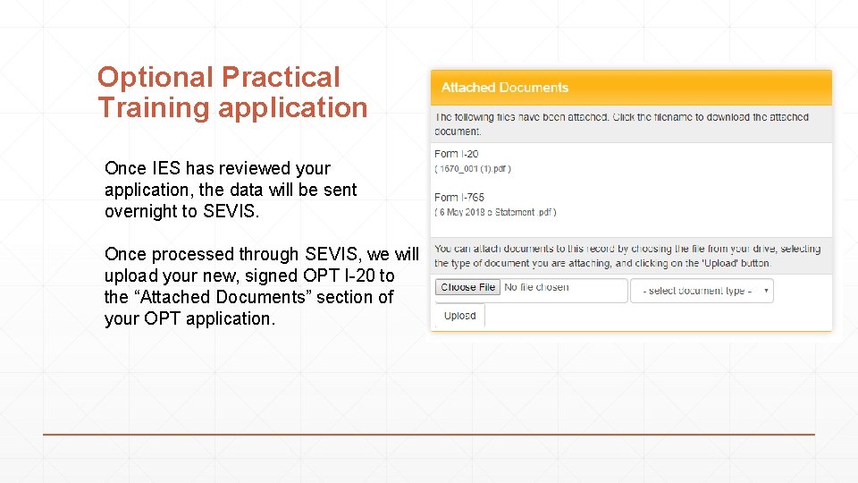 Optional Practical Training application Once IES has reviewed your application, the data will be