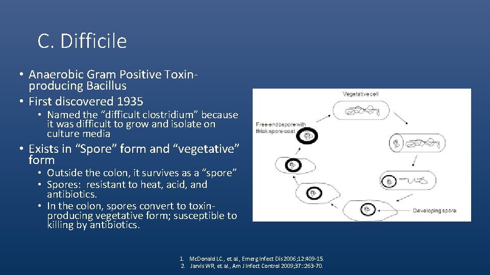 C. Difficile • Anaerobic Gram Positive Toxinproducing Bacillus • First discovered 1935 • Named
