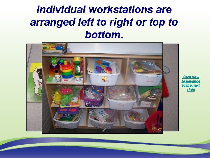 Individual workstations are arranged left to right or top to bottom. Click now to