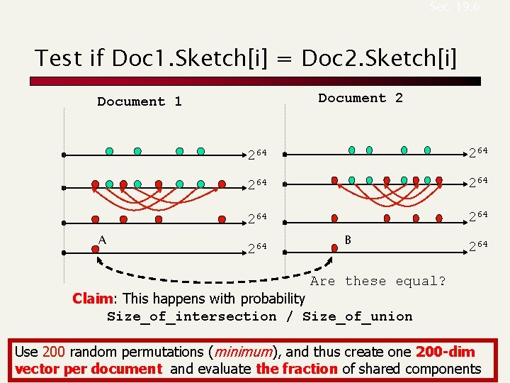 Sec. 19. 6 Test if Doc 1. Sketch[i] = Doc 2. Sketch[i] Document 2