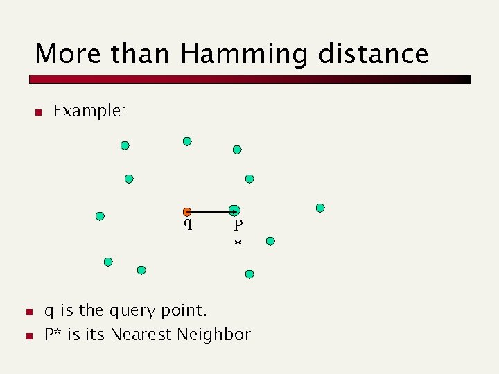 More than Hamming distance n Example: q n n P * q is the