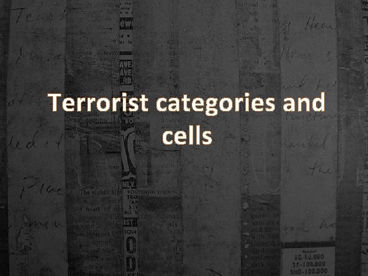 Terrorist categories and cells 