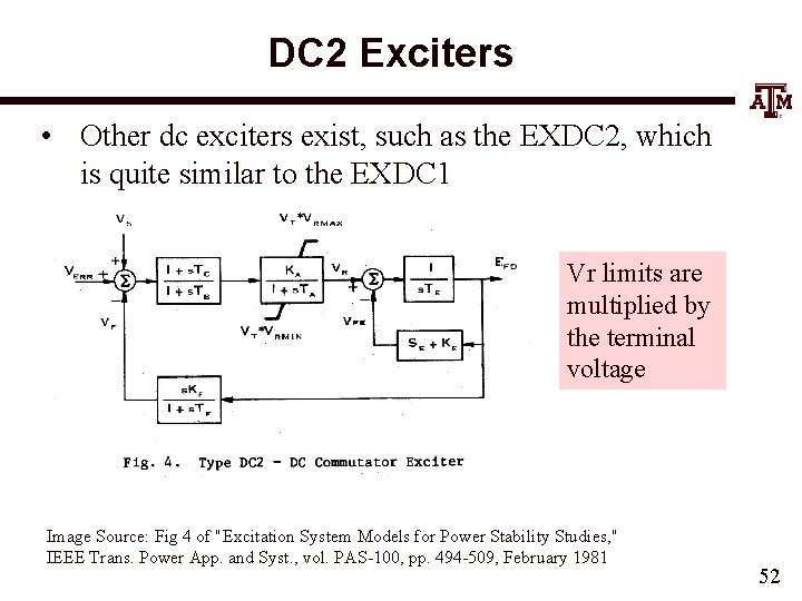 DC 2 Exciters • Other dc exciters exist, such as the EXDC 2, which