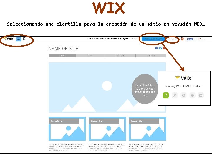 WIX Seleccionando una plantilla para la creación de un sitio en versión WEB… 