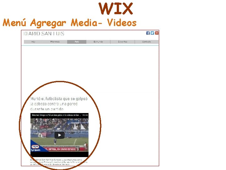 WIX Menú Agregar Media- Videos 