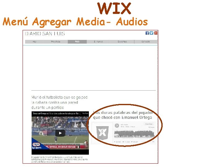 WIX Menú Agregar Media- Audios 