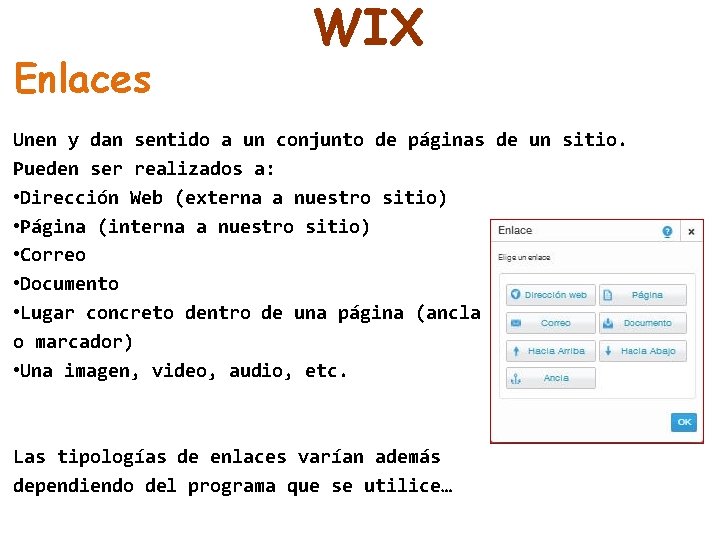 Enlaces WIX Unen y dan sentido a un conjunto de páginas de un sitio.