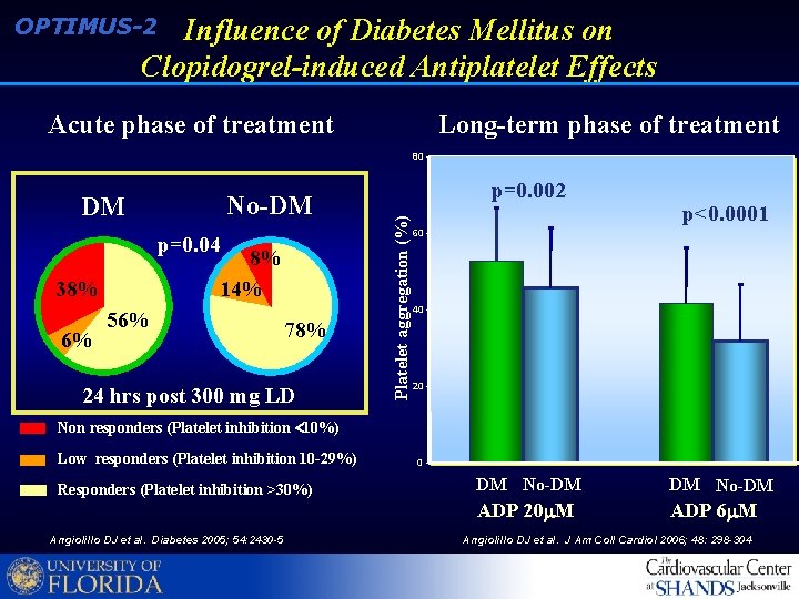 Influence of Diabetes Mellitus on Clopidogrel-induced Antiplatelet Effects OPTIMUS-2 Acute phase of treatment Long-term