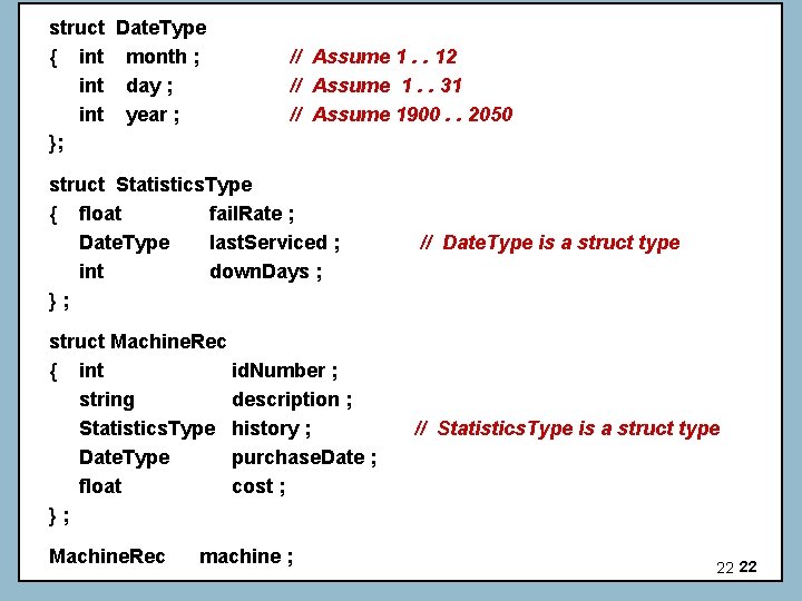 struct Date. Type { int month ; int day ; int year ; }; struct Date. Type { int month ; int day ; int year ; };