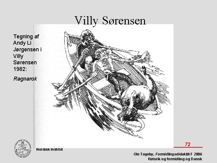 Villy Sørensen Tegning af Andy Li Jørgensen i Villy Sørensen 1982: Ragnarok AARHUS UNIVERSITET