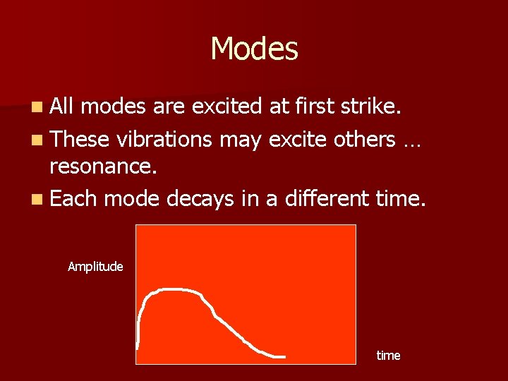 Modes n All modes are excited at first strike. n These vibrations may excite
