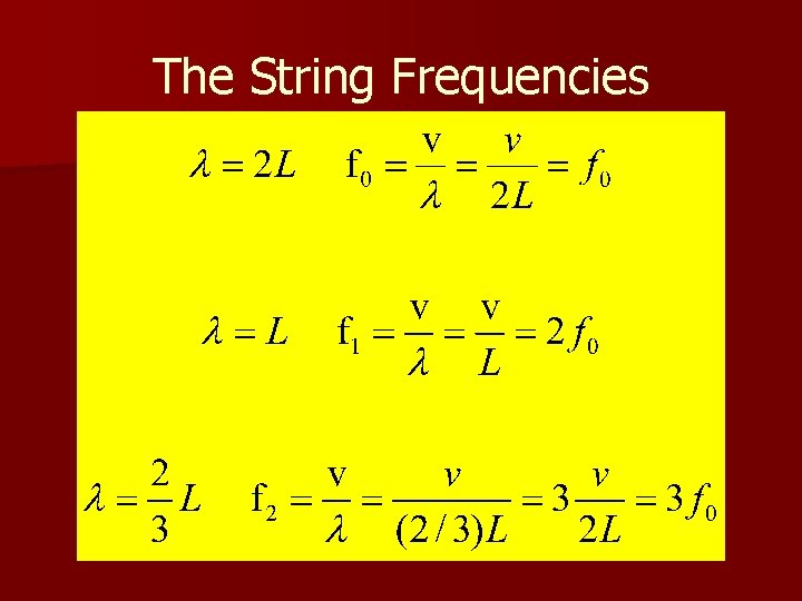 The String Frequencies 