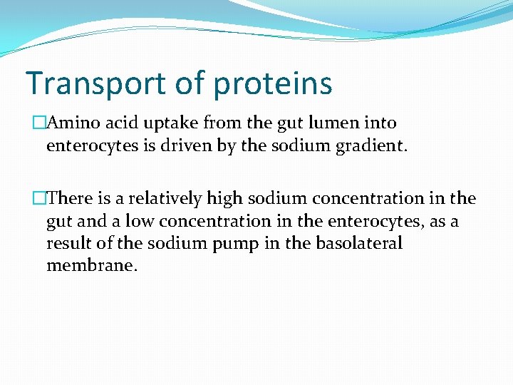 Transport of proteins �Amino acid uptake from the gut lumen into enterocytes is driven
