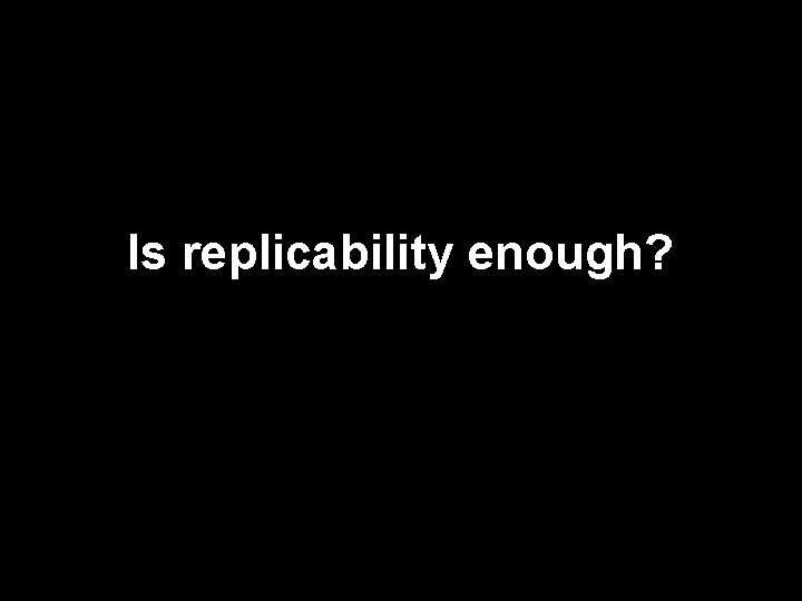 Is replicability enough? 