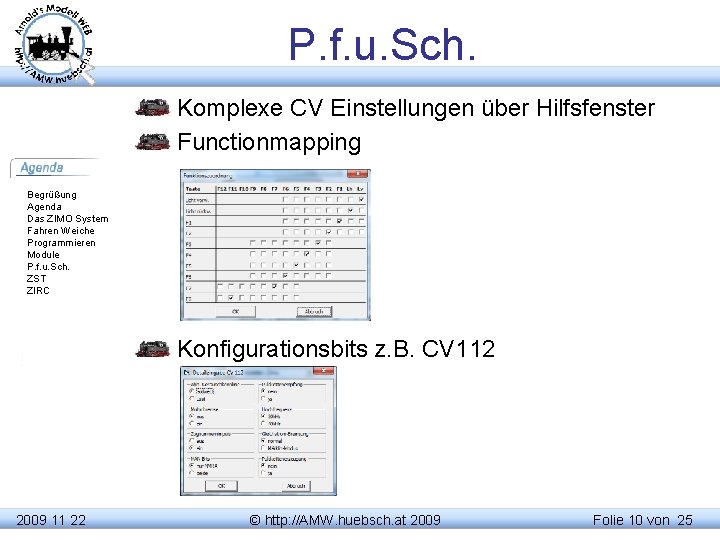 P. f. u. Sch. Komplexe CV Einstellungen über Hilfsfenster Functionmapping Begrüßung Agenda Das ZIMO