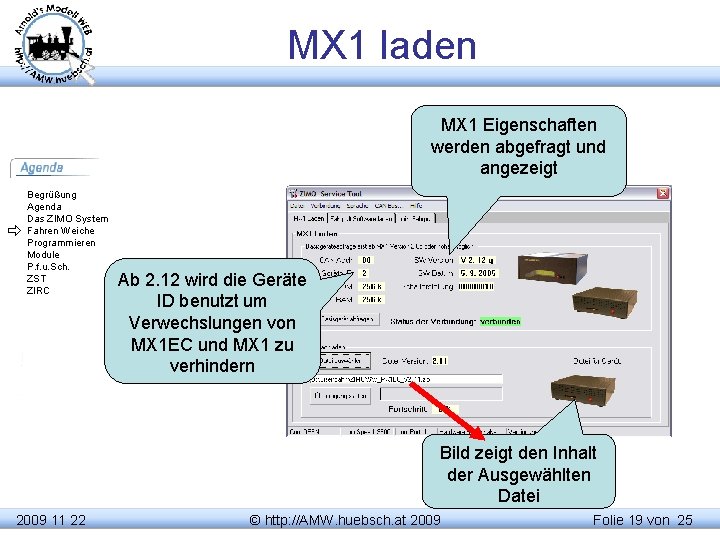 MX 1 laden MX 1 Eigenschaften werden abgefragt und angezeigt Begrüßung Agenda Das ZIMO