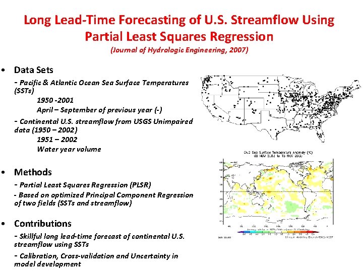 Long Lead-Time Forecasting of U. S. Streamflow Using Partial Least Squares Regression (Journal of