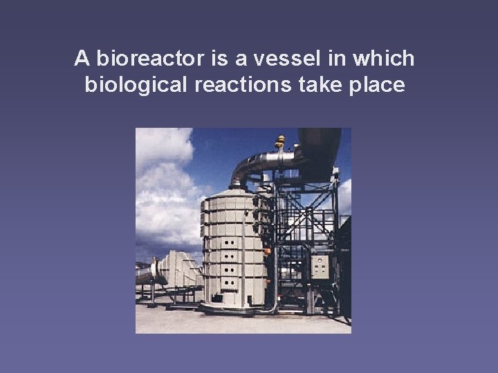 A bioreactor is a vessel in which biological reactions take place 