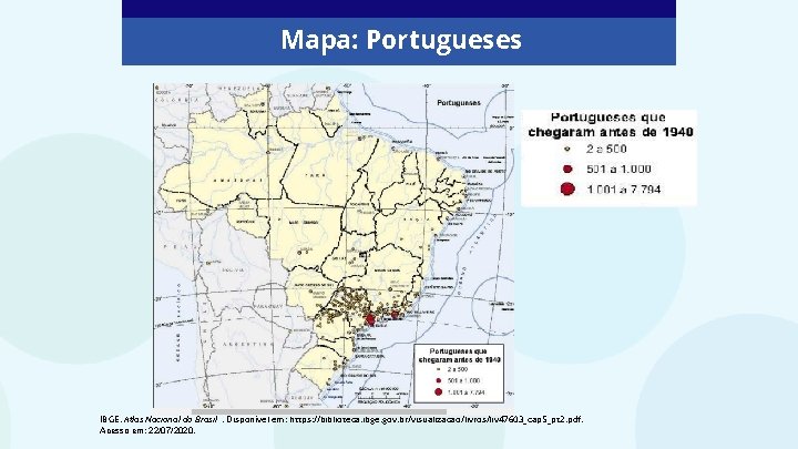 Mapa: Portugueses IBGE. Atlas Nacional do Brasil. Disponível em: https: //biblioteca. ibge. gov. br/visualizacao/livros/liv