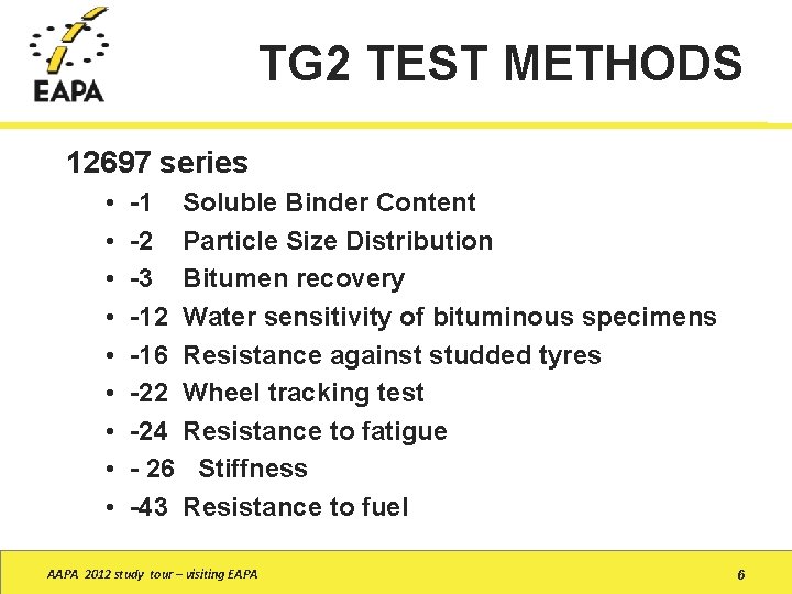 TG 2 TEST METHODS 12697 series • • • -1 Soluble Binder Content -2