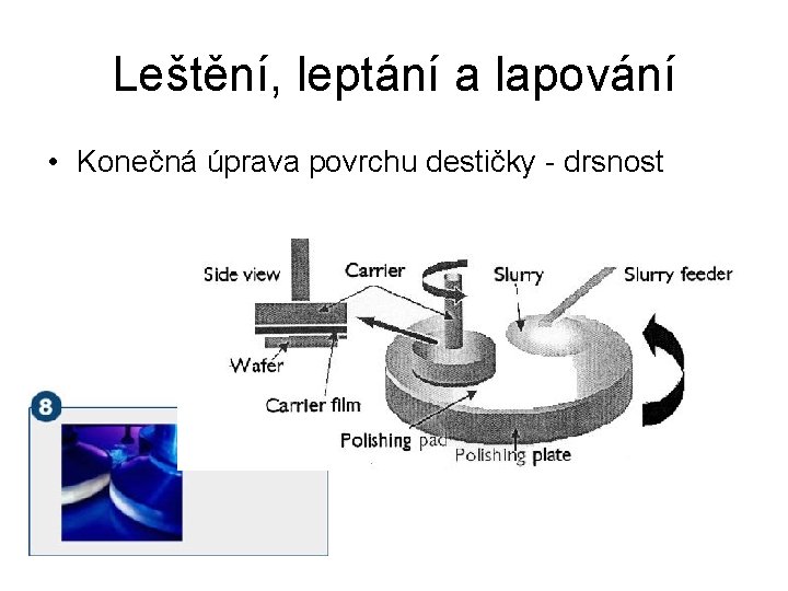 Leštění, leptání a lapování • Konečná úprava povrchu destičky - drsnost 