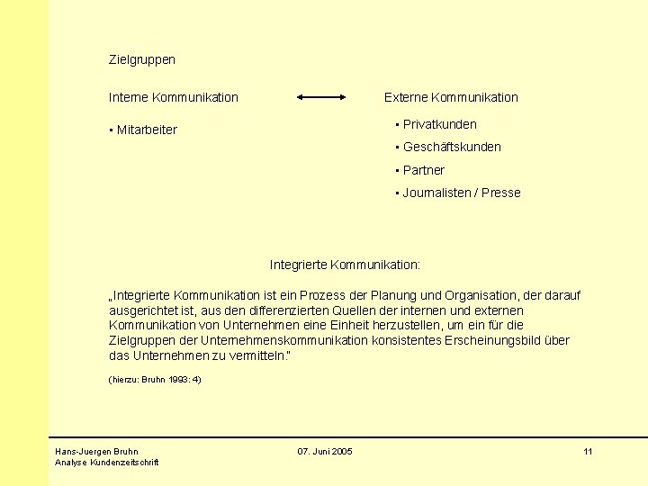 Zielgruppen Interne Kommunikation Externe Kommunikation • Privatkunden • Mitarbeiter • Geschäftskunden • Partner •