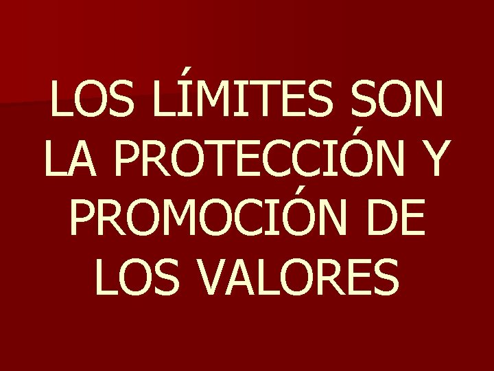 LOS LÍMITES SON LA PROTECCIÓN Y PROMOCIÓN DE LOS VALORES 