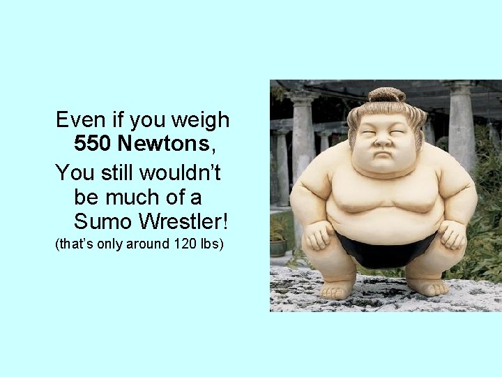 Even if you weigh 550 Newtons, You still wouldn’t be much of a Sumo