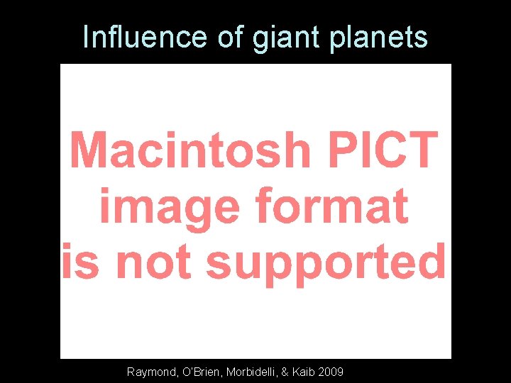 Influence of giant planets Raymond, O’Brien, Morbidelli, & Kaib 2009 