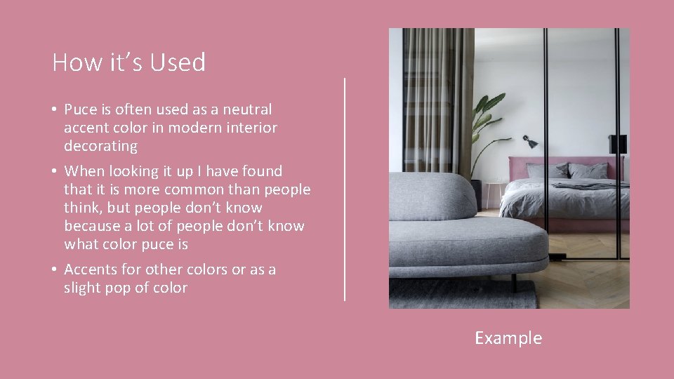 How it’s Used • Puce is often used as a neutral accent color in