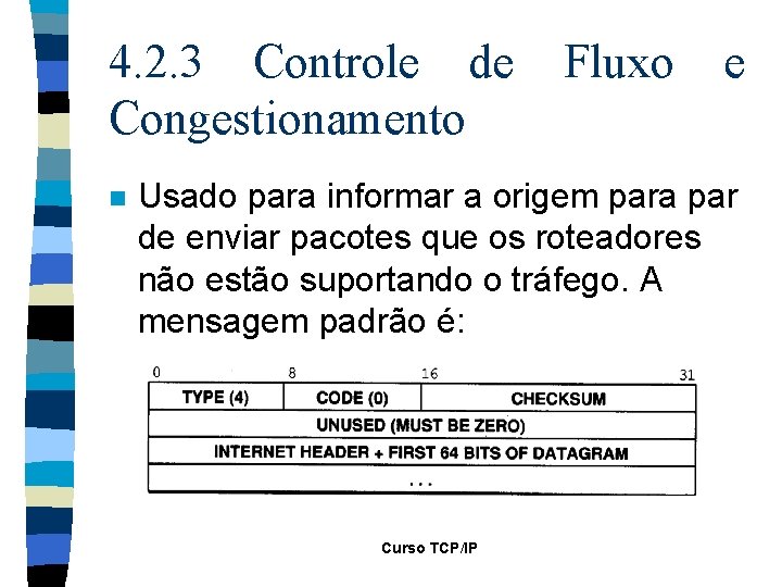 4. 2. 3 Controle de Congestionamento n Fluxo e Usado para informar a origem