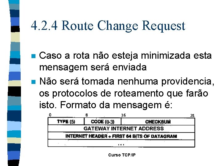 4. 2. 4 Route Change Request n n Caso a rota não esteja minimizada