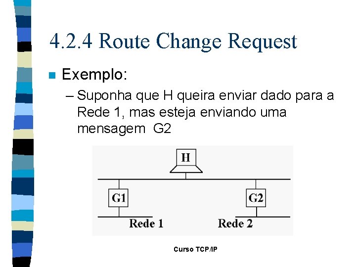 4. 2. 4 Route Change Request n Exemplo: – Suponha que H queira enviar