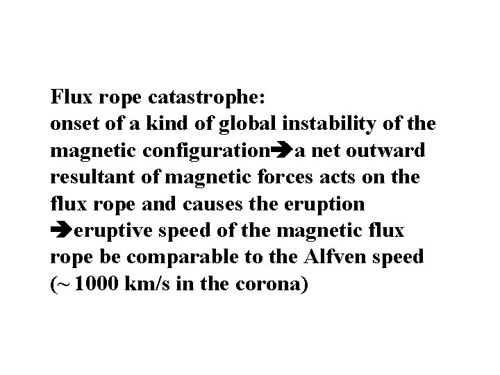 Flux rope catastrophe: onset of a kind of global instability of the magnetic configuration