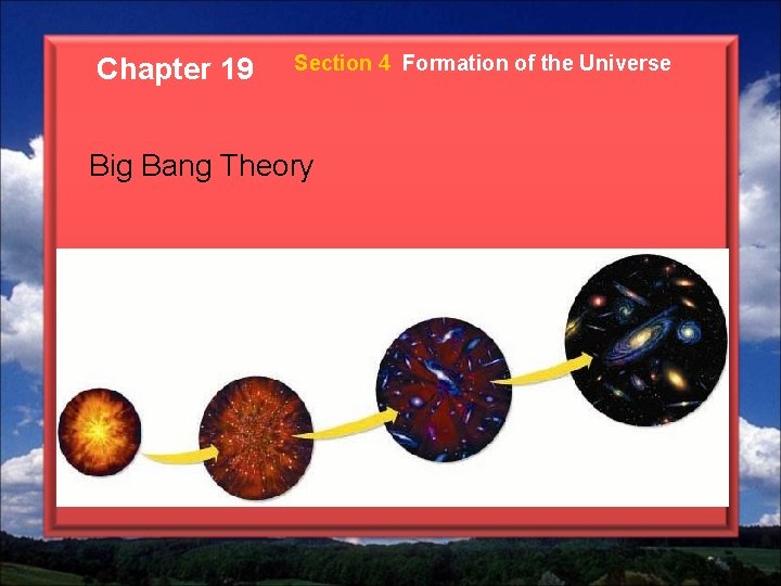 Chapter 19 Section 4 Formation of the Universe Big Bang Theory 
