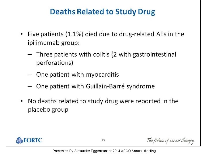 Slide 15 Presented By Alexander Eggermont at 2014 ASCO Annual Meeting 