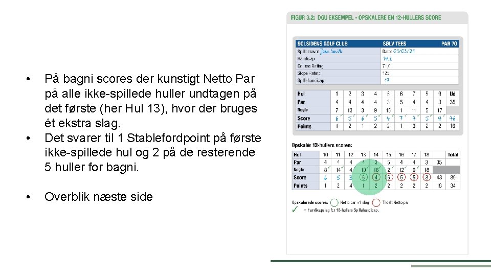  • • • På bagni scores der kunstigt Netto Par på alle ikke-spillede