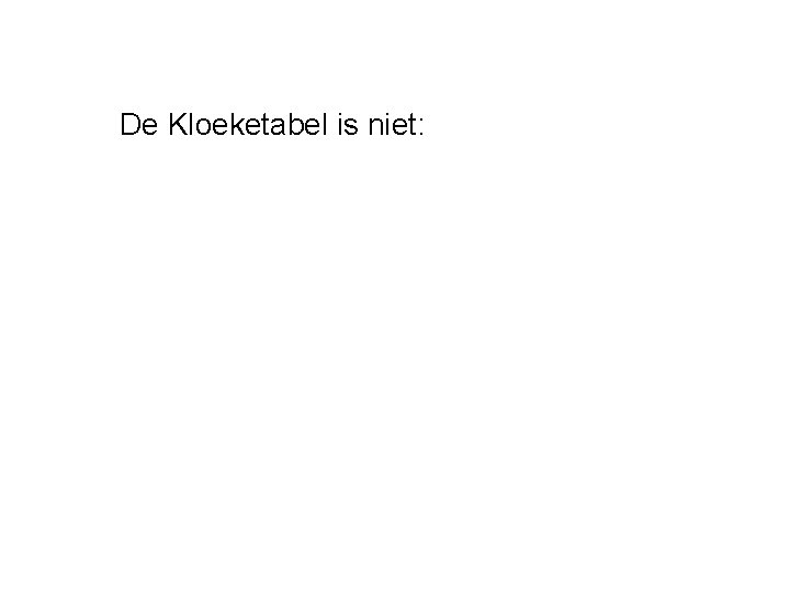 De Kloeketabel is niet: 