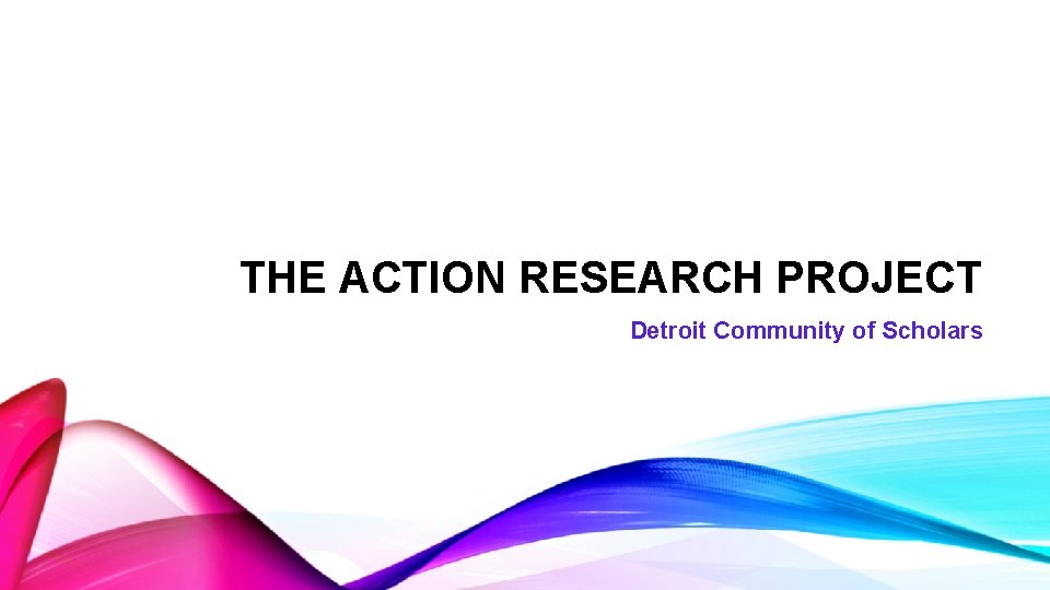 THE ACTION RESEARCH PROJECT Detroit Community of Scholars 