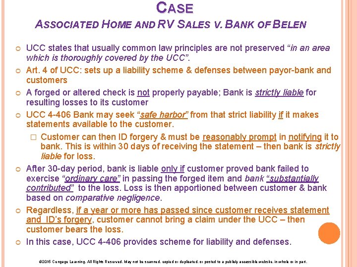 CASE ASSOCIATED HOME AND RV SALES V. BANK OF BELEN UCC states that usually