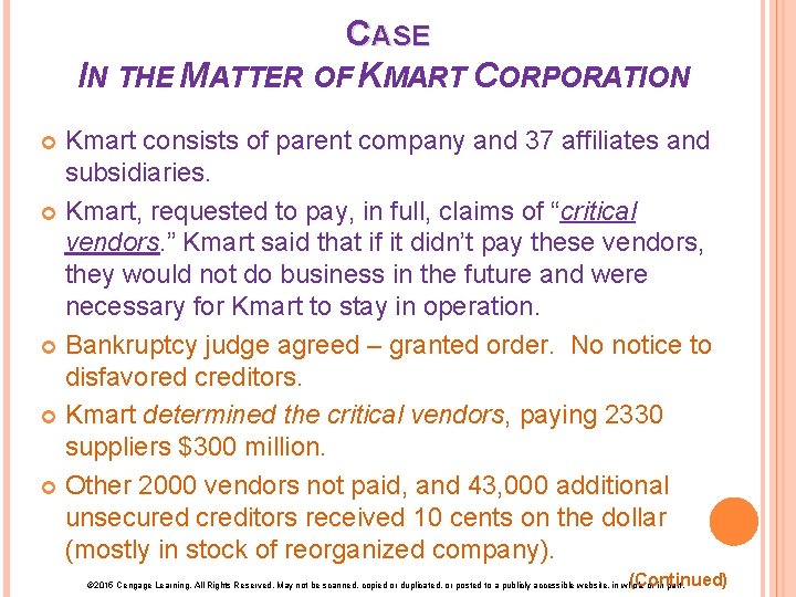 CASE IN THE MATTER OF KMART CORPORATION Kmart consists of parent company and 37